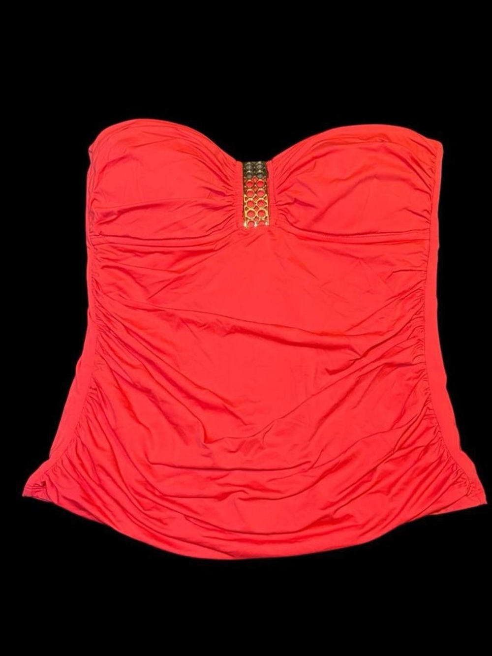 Strapless Orange Tankini Top with Gold Accent